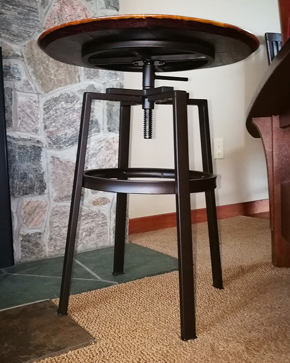Adjustable Wine Barrel Top Side Table, End Table Whistler Woodcraft